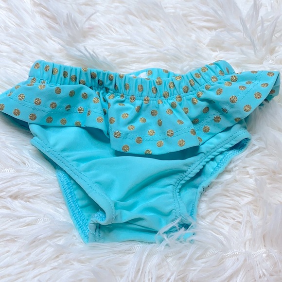 Mudpie Blue Gold Polka Dot Swim Bottoms Size 0-6M - Picture 1 of 11